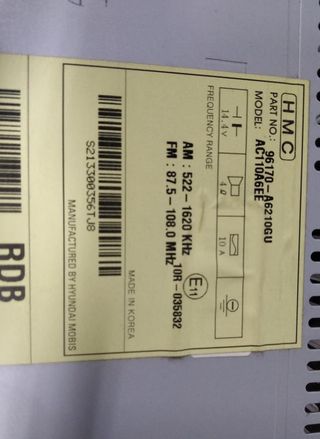 Sistema audio hyundai 381832 96170a6210gu i30 (gd)