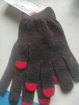 Guantes táctiles negros y rojos