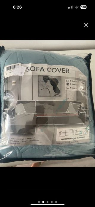 Funda sofá cheslong turquesa