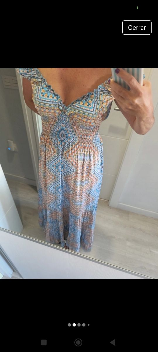 Vestido largo boho azul.