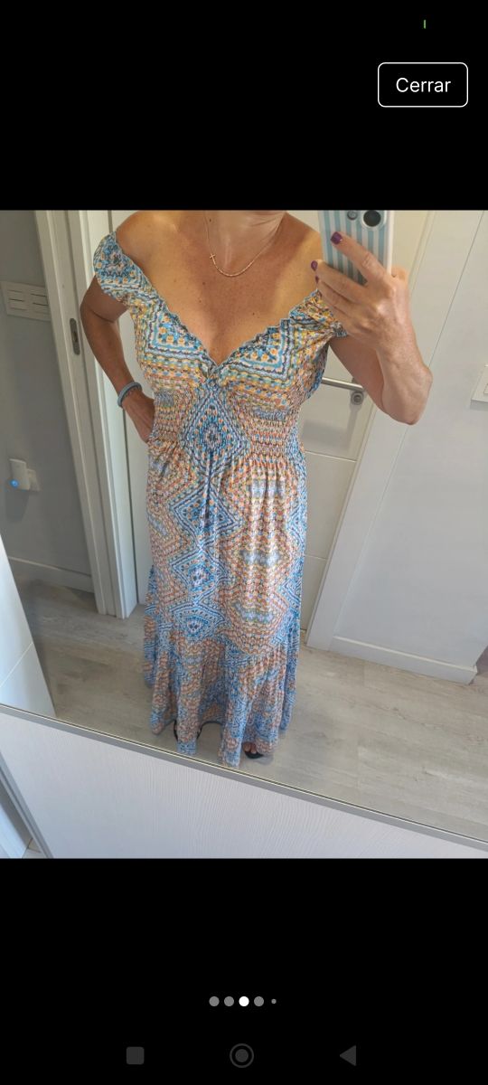 Vestido largo boho azul.