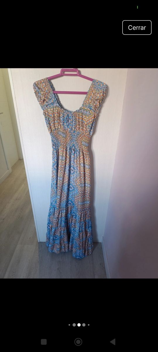 Vestido largo boho azul.