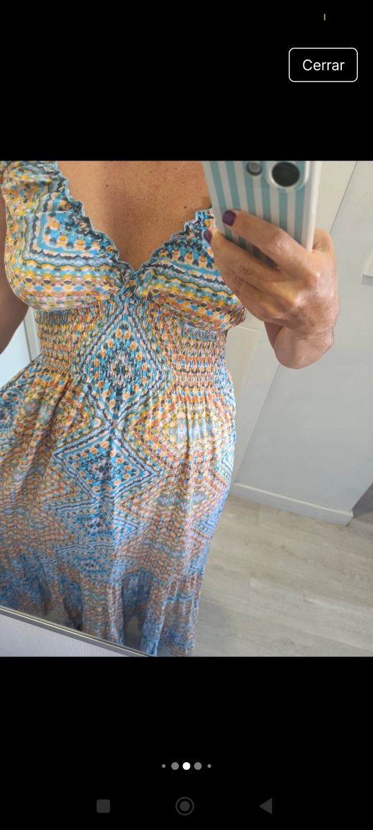 Vestido largo boho azul.