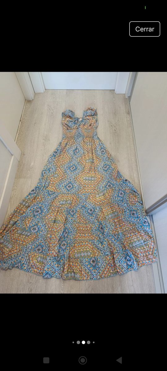 Vestido largo boho azul.