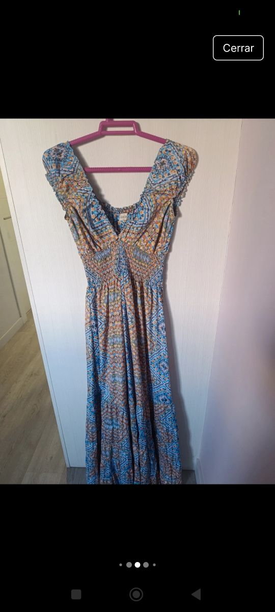 Vestido largo boho azul.