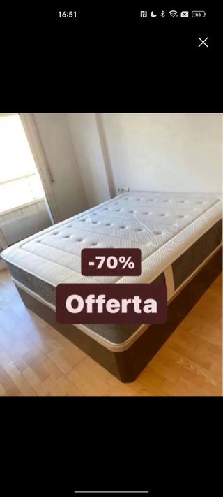 Cama matrimonio blanca con colchón