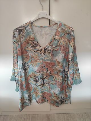 Blusa estampada teal - Talla L