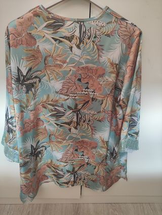 Blusa estampada teal - Talla L