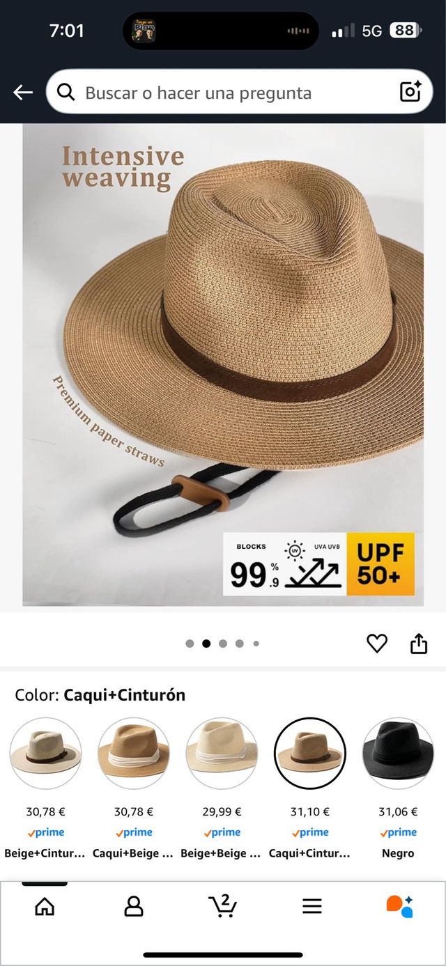 2 unidades Sombrero de Paja de ala Ancha