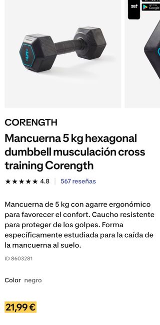 Mancuerna hexagonal Corength 5kg