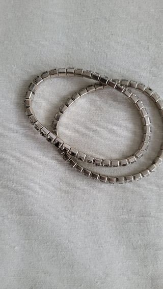Pulseras brillantes plata