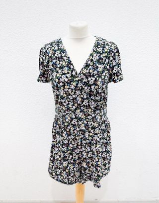 Vestido mono algodón H&M flores - L