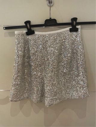 Shorts Zara paillettes argento donna