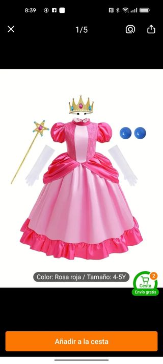 Disfraz Princesa Peach 4-5 años