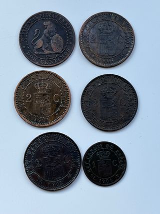 6 Monedas Antiguas España 1870-1912