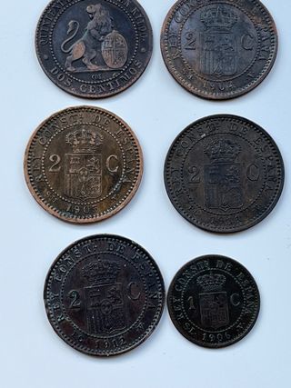 6 Monedas Antiguas España 1870-1912