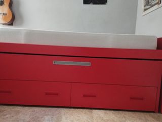 Cama nido roja juvenil con cajones