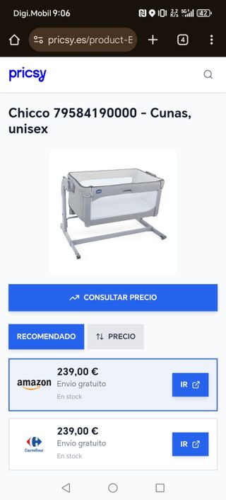 Cuna Chicco Next2Me Gris