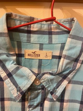 Camisa Hollister Cuadros Azul Claro y Marino L