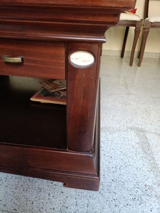 Mesa centro cristal madera