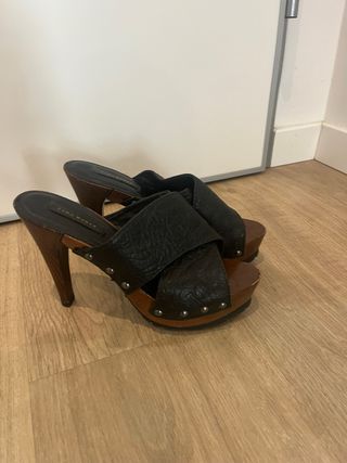 Sandalias Zara Woman piel - Tacón