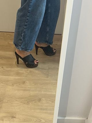 Sandalias Zara Woman piel - Tacón