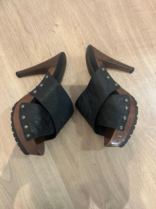Sandalias Zara Woman piel - Tacón