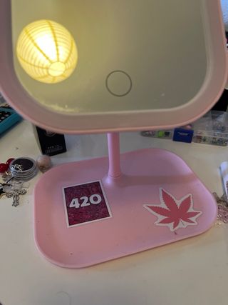 Espejo LED rosa maquillaje