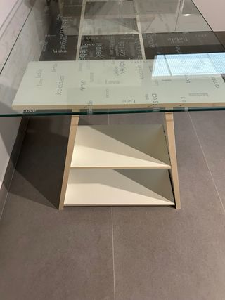 Mesa cristal madera - blanca