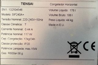 Congelador Tensa SIF240A A+