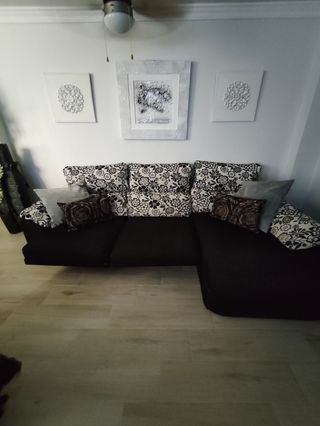 Sofá chaise longue negro - reclinable