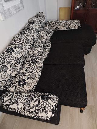 Sofá chaise longue negro - reclinable