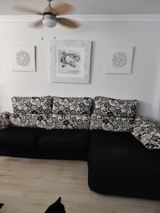 Sofá chaise longue negro - reclinable