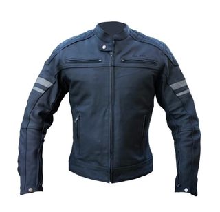 Chaqueta moto piel negra L-XL protecciones incl.