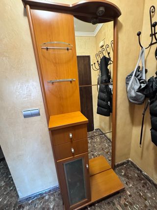 Mueble recibidor espejo madera
