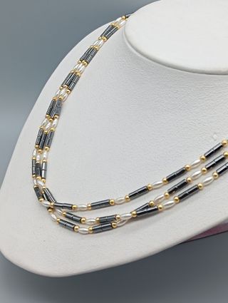 Collar vintage Hematitas-Perlas