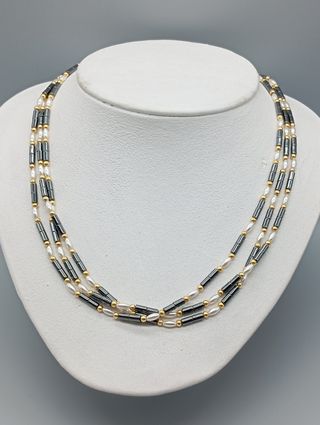 Collar vintage Hematitas-Perlas