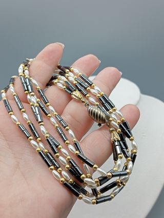 Collar vintage Hematitas-Perlas