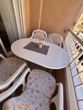 Mesa y 4 sillas terraza - Blanco