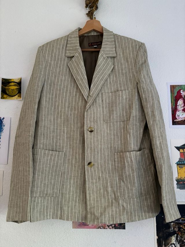 Traje chaqueta y Pantalón Peter John rayas beige