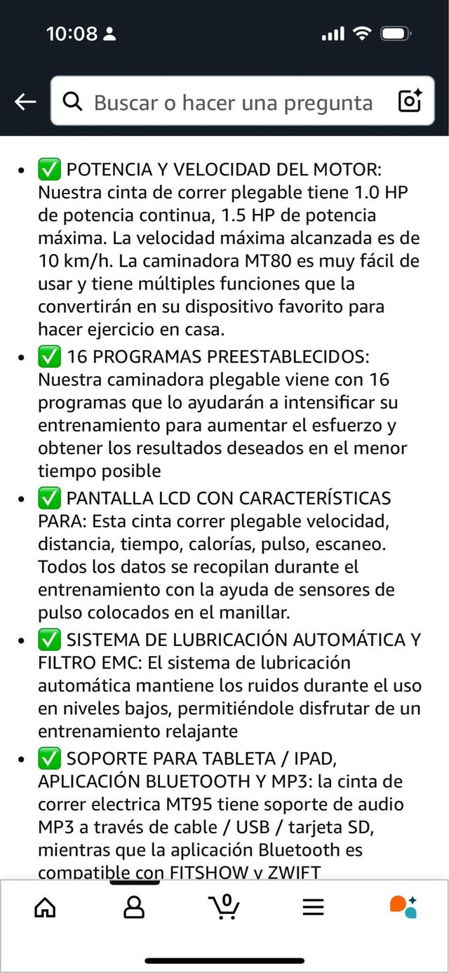 Cinta TechFit MT80 - Plegable