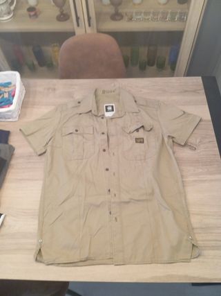 Camisa G-Star RAW L color Kaki, estilo militar
