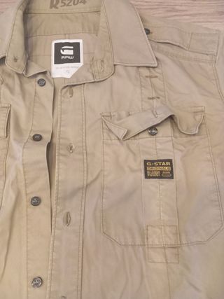 Camisa G-Star RAW L color Kaki, estilo militar
