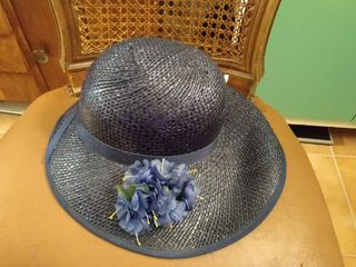Sombrero paja azul vintage 