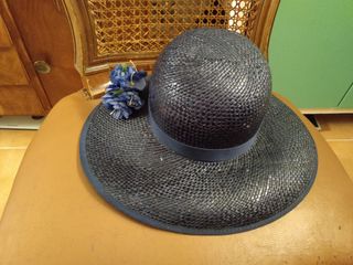 Sombrero paja azul vintage 
