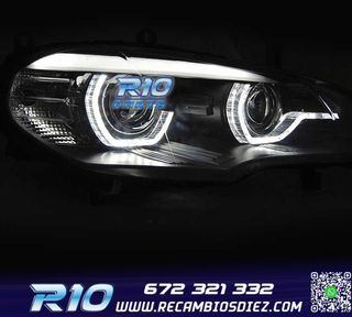 FAROS LED BMW X5 E70 07-13 OEM XENON OJOS ANGEL NEGRO