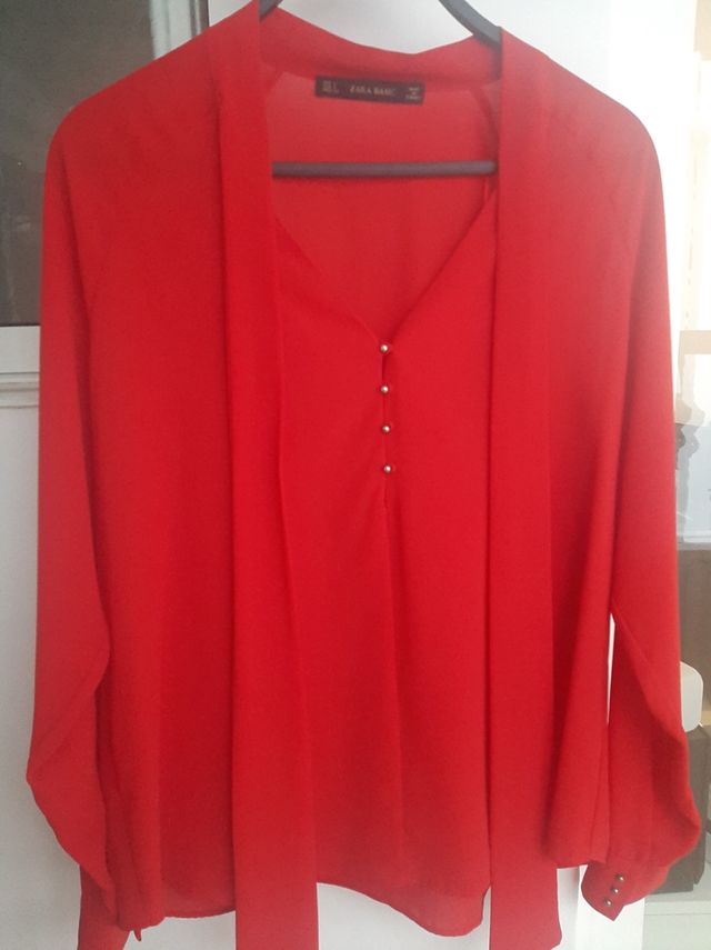 Blusa Zara Basic roja - Talla L