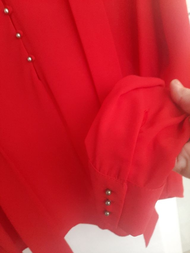 Blusa Zara Basic roja - Talla L