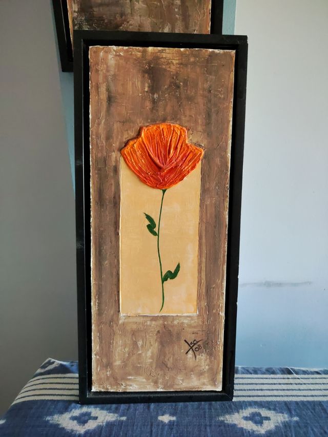 Cuadro Flor Abstracta - Rojo y Marrón