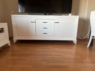 Aparador blanco madera salón TV